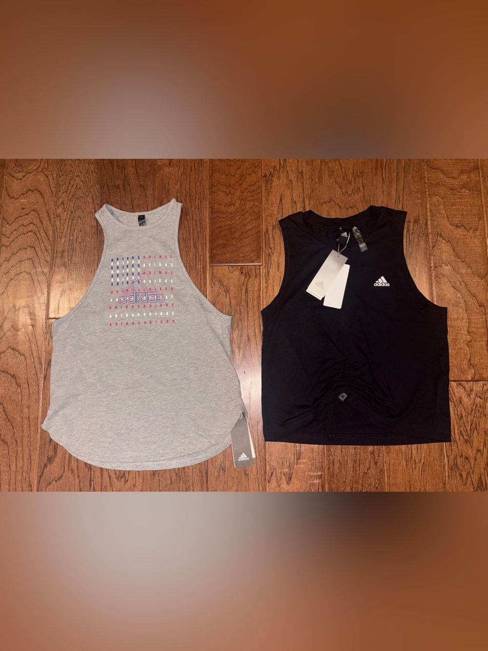 Lot of 2 Adidas Tank Top Muscle Tank Top NWT Size Small Black Gray